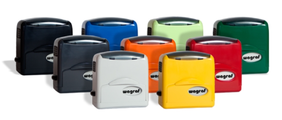 Różnokolorowe automaty do pieczątek